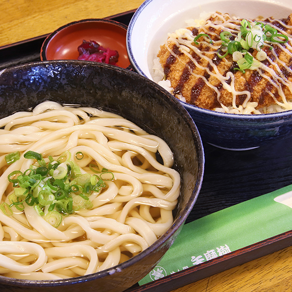 マヨカツ丼+かけうどん